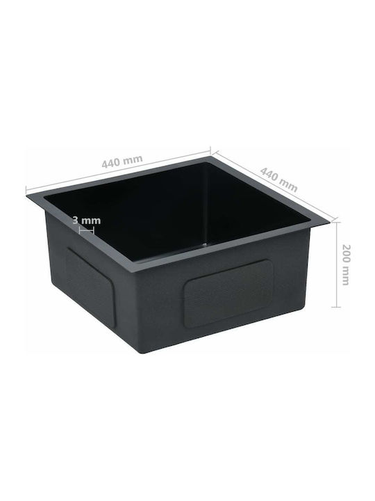 vidaXL Ένθετος Νεροχύτης Inox Brushed Μ44xΠ44cm Μαύρος