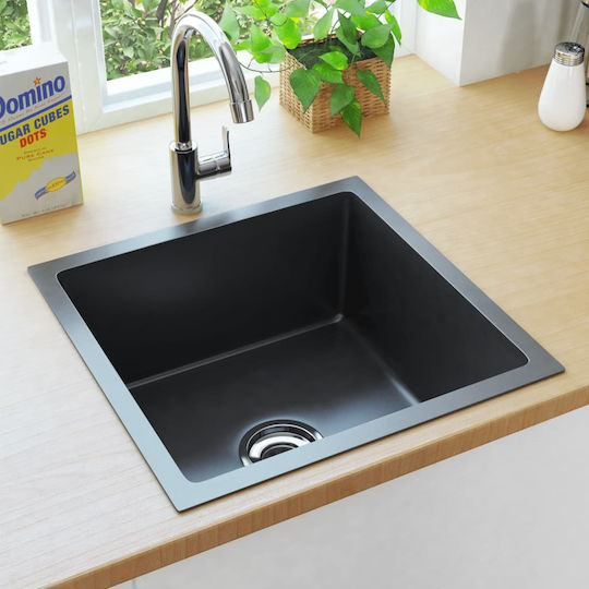 vidaXL Drop-In Sink Inox Brushed W44xD44cm Black