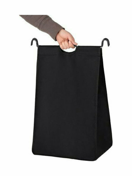 Songmics Καλάθι Απλύτων Μεταλλικό 44lt 77x41x81.5cm Μαύρο Τροχήλατο με 3 Χώρους