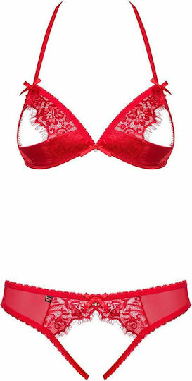 Obsessive Sexy Σετ Εσωρούχων με Δαντέλα Red 2τμχ