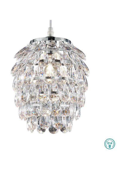 Trio Lighting Petty Pendant Light Single-Light with Crystals for Socket E14, E.14 Silver