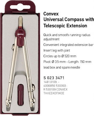 Rotring Convex Compass with Point in Case