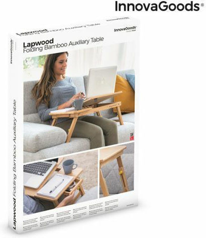 InnovaGoods Lapwood Table for Laptop Brown