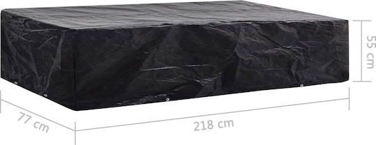 vidaXL Waterproof Protective Cover for Chaise Lounge 218x77x55 cm in Black Color