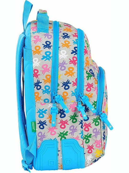 Benetton School Bag Backpack Elementary, Elementary Multicolour with Water Bottle Holder