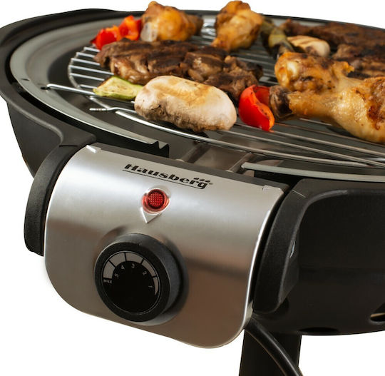 Hausberg HB 540 With Legs Electric Grill Grill 1600W with Lid and Adjustable Thermostat 34cmx34cmcm