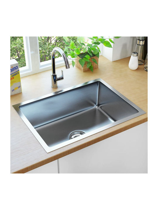 vidaXL Drop-In Sink Inox Brushed W59xD44cm Silver