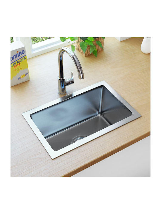 vidaXL Drop-In Sink Inox Brushed W44xD29cm Silver