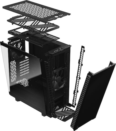 Fractal Design Define 7 Compact Dark Tempered Glass Gaming Midi Tower Κουτί Υπολογιστή με Πλαϊνό Παράθυρο Μαύρο