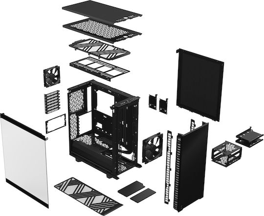 Fractal Design Define 7 Compact Dark Tempered Glass Gaming Midi Tower Κουτί Υπολογιστή με Πλαϊνό Παράθυρο Μαύρο