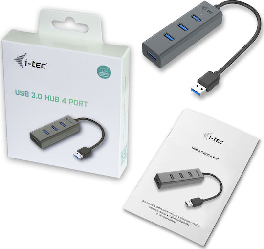 i-tec Hub 4 Porturi USB 3.0 cu Conectare USB-A Gri