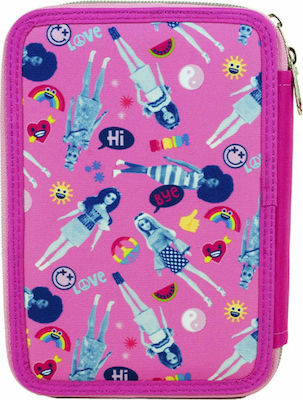 Gim Fabric Pencil Case Barbie Beauty with 2 Compartments Pink