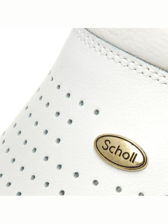 Scholl Back Guard Leather Anatomic Clogs White