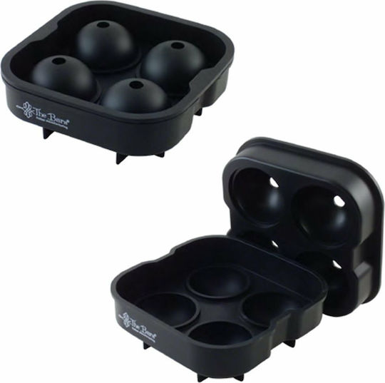 The Bars Mold Sphere Ice Cube Mold Round Silicone 4 Slots with Lid Black M001