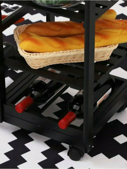 HomCom Wooden Kitchen Trolley 6 Tiers Black 74x37x76cm