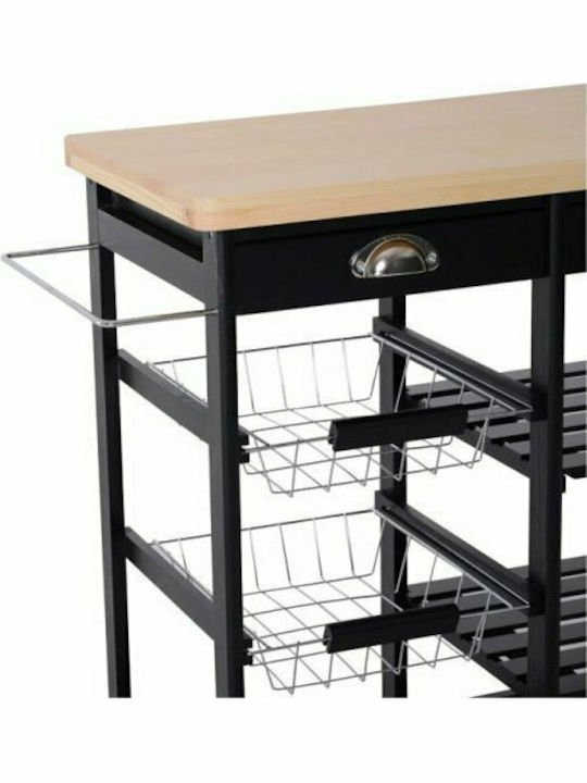 HomCom Wooden Kitchen Trolley 6 Tiers Black 74x37x76cm