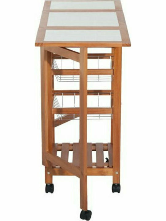 HomCom Wooden Kitchen Trolley with 4 Tiers Brown 91x37x76cm