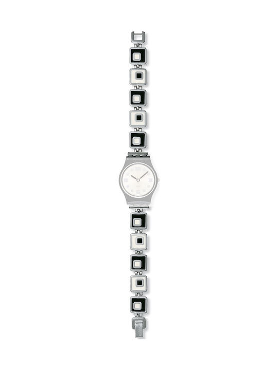 Swatch Μεταλλικό Μπρασελέ Ασημί/Μαύρο/Μπεζ 12mm