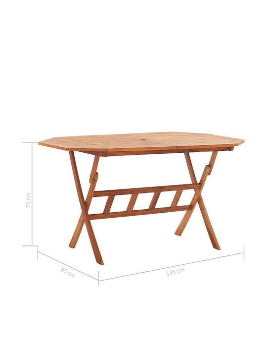 Outdoor Dinner Foldable Wood Table Cherry 135x85x75cm