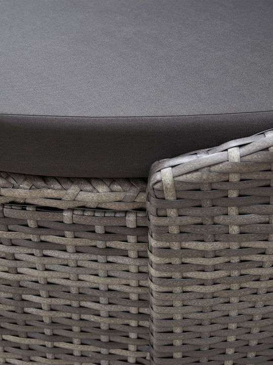 Liegestuhl-Bett Doppel Rattan mit Kissen & Sonnenschirm Grey 230x145x80cm.