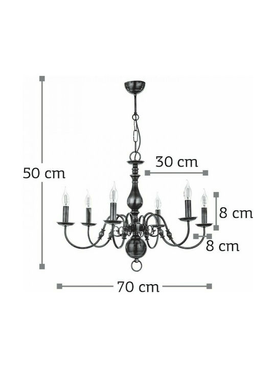 Inlight Kronleuchter 6xE14 Ø70cm mit Kerzen Gold 5309-6