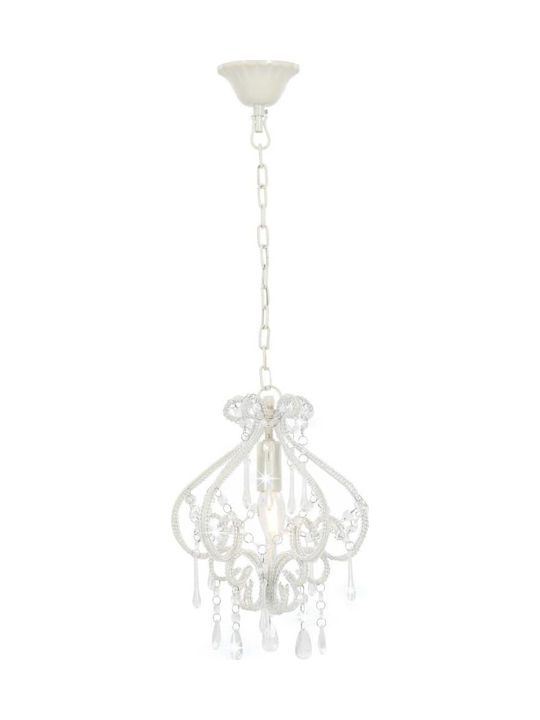 vidaXL Chandelier with Crystals 1xE14 White 24cm 281593