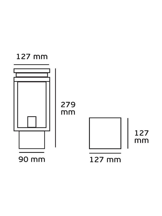 VK Lighting Φωτιστικό Φαναράκι Εξωτερικού Χώρου IP33 για Ντουί E27 Μαύρο