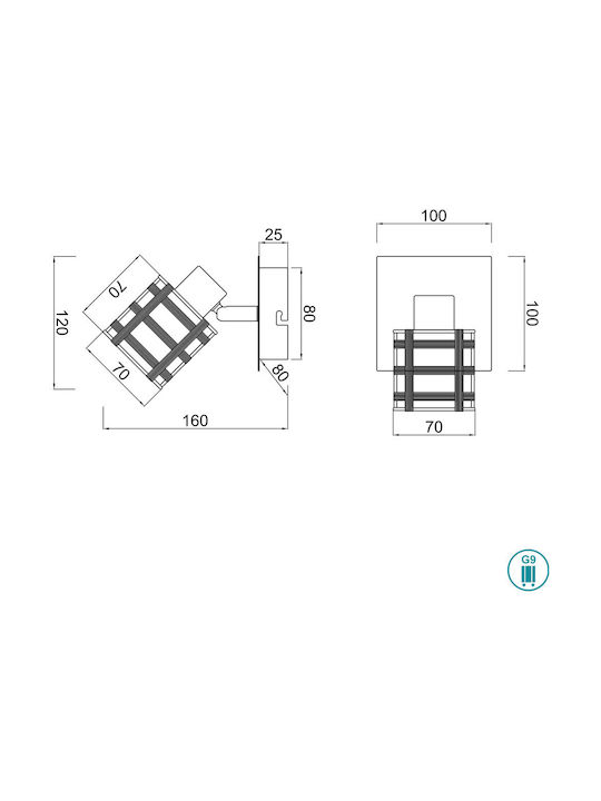 Trio Lighting Jail Single Spot with Socket G9 in Silver Color