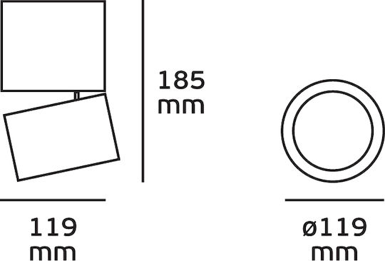 VK Lighting Μονό Σποτ με Ντουί AR111 σε Μαύρο Χρώμα