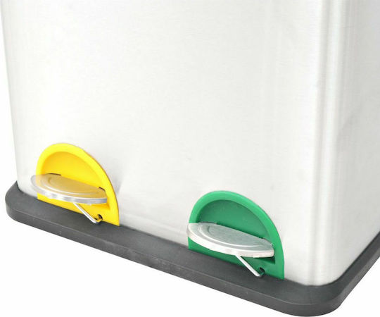 vidaXL Recycling Plastic Waste Bin 2x18lt with Pedal Inox
