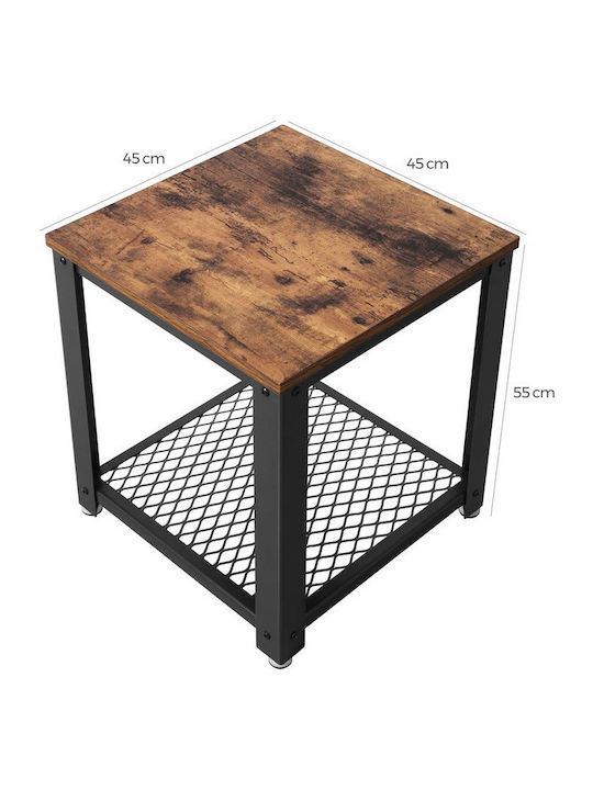 Square Side Table Wooden Brown 45x45x55cm