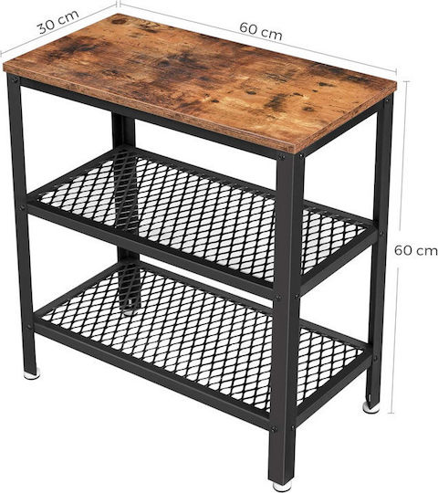 Rectangular Side Table Wooden Metal M60xW30xH60cm