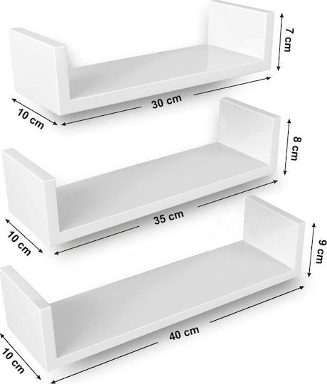 Стенни Рафтове High Gloss (3 Брой) 40x9x10см