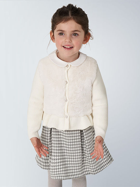 Mayoral Girls Knitted Cardigan with Buttons White