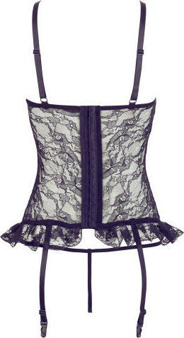 Cottelli Collection Basque with Suspenders & String Sexy Σετ Εσωρούχων με Δαντέλα & Ζαρτιέρες Black