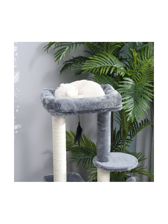 Pawhut Scratching Post Cat Trees Gray 3 levels 48x35x100cm