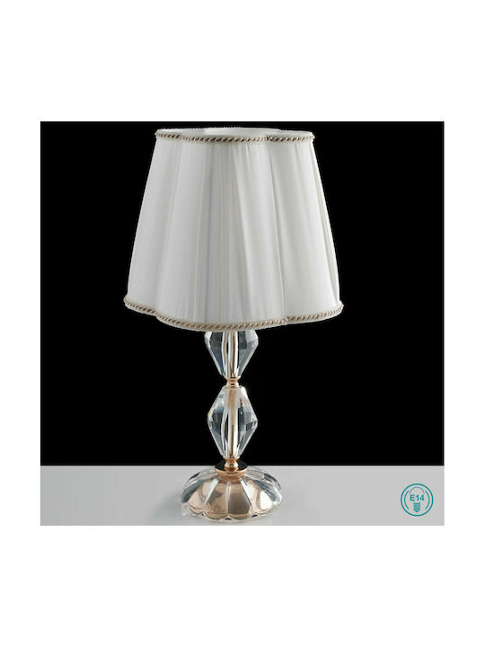 Fan Europe Riflesso-L1 ORO Crystal Table Lamp for Socket E14 with White Shade and Transparent Base