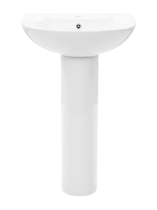 vidaXL An der Wand montiert Waschbecken mit Säule Keramik 82x44x88cm Weiß