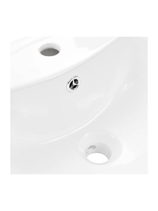vidaXL An der Wand montiert Waschbecken mit Säule Keramik 82x44x88cm Weiß