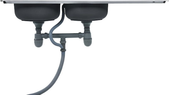 vidaXL Ένθετος Νεροχύτης Inox Brushed Μ120xΠ50cm Ασημί