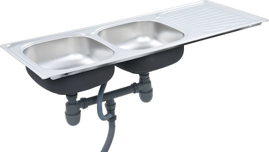 vidaXL Ένθετος Νεροχύτης Inox Brushed Μ120xΠ50cm Ασημί