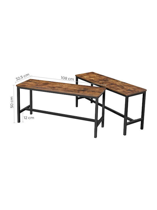 Dining Room Bench with Wooden Surface Brown 108x32.5x50cm 2pcs