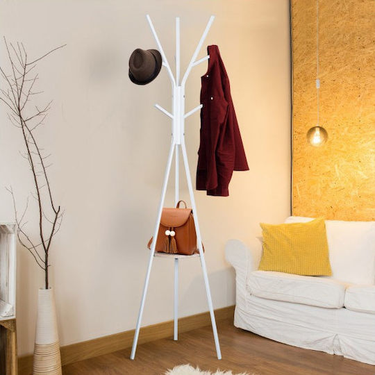 HomCom Cuiere de podea Metal Alb 9 Poziții 45x45x180cm