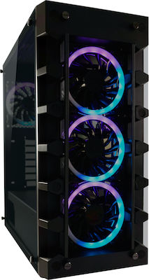 LC-Power Gaming 709B - Solar_System_X Midi Tower Κουτί Υπολογιστή με Πλαϊνό Παράθυρο και RGB Φωτισμό Μαύρο