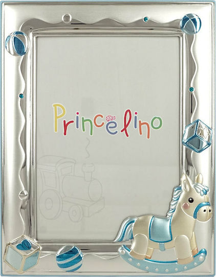 Prince Silvero Αλογάκι Παιδική Κορνίζα Ασημένια Μπλε 13x18cm