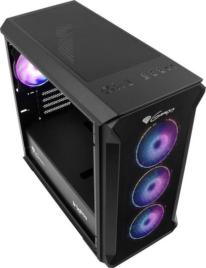 Genesis Irid 503 ARGB Gaming Micro Tower Компютърна Кутия с Страничен Прозорец Черна