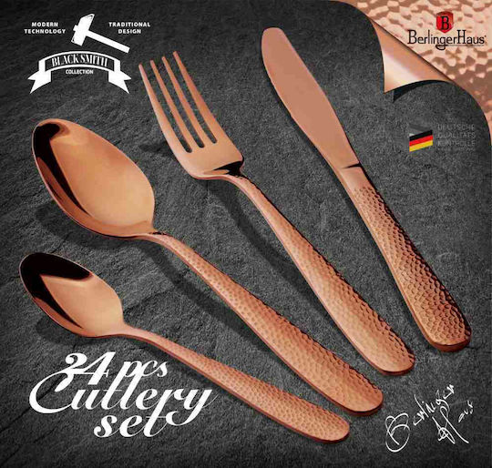 Berlinger Haus 24-Piece Stainless Steel 18/10 Rose Gold Cutlery Set Rose Gold Edition