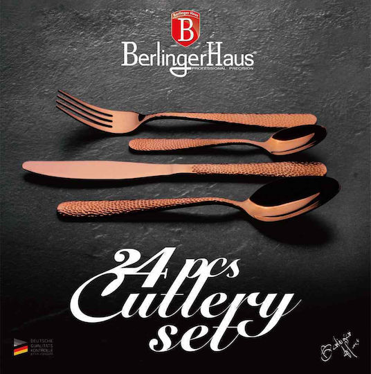 Berlinger Haus 24-Piece Stainless Steel 18/10 Rose Gold Cutlery Set Rose Gold Edition