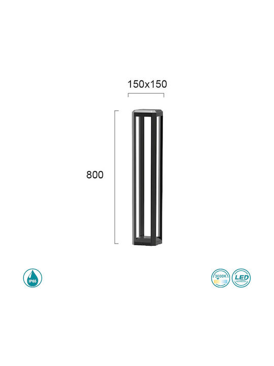 Viokef Η800 Bios Φωτιστικό Κολωνάκι LED Εξωτερικού Χώρου 13W με Θερμό Λευκό Φως IP65 Μαύρο