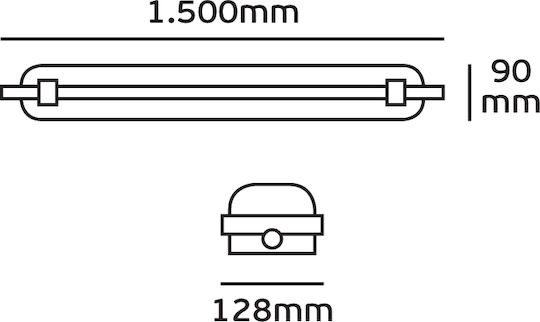 VK Lighting Lighting Batten Double-Ended Outdoor with 2 Slots for LED Lamps T8 150cm